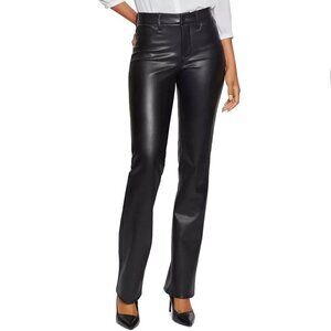 NYDJ Size 12p 12 Petite Pants Black Marilyn Straight Sculpt Her Faux Leather NEW